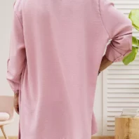 Gilet kimono long rose poudrée pour femme vue de dos