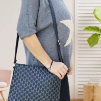 Sac à bandoulière bicolore noir femme vue devant