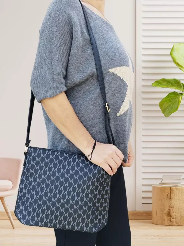Sac à bandoulière bicolore noir femme vue devant