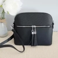 sac à bandoulière pompons noir