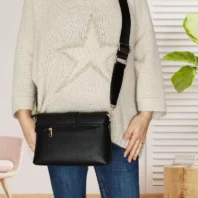 Sac à rabat noir femme vue dos