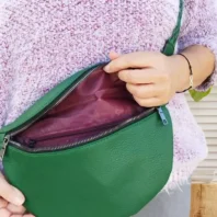 Sac banane sangle bicolore vert femme