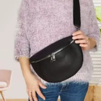 sac banane sangle unie noir femme