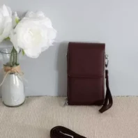 Sac porte téléphone 3 poches marron