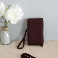 Sac porte téléphone 3 poches marron