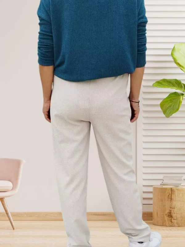 pantalon-couture-devant-beige-clair-ds Pantalon couture devant beige clair pour femme vue de dos