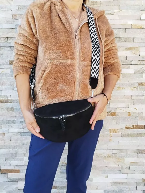 sac-banane-aspect-daim-noir-devant3 Sac banane aspect daim noir