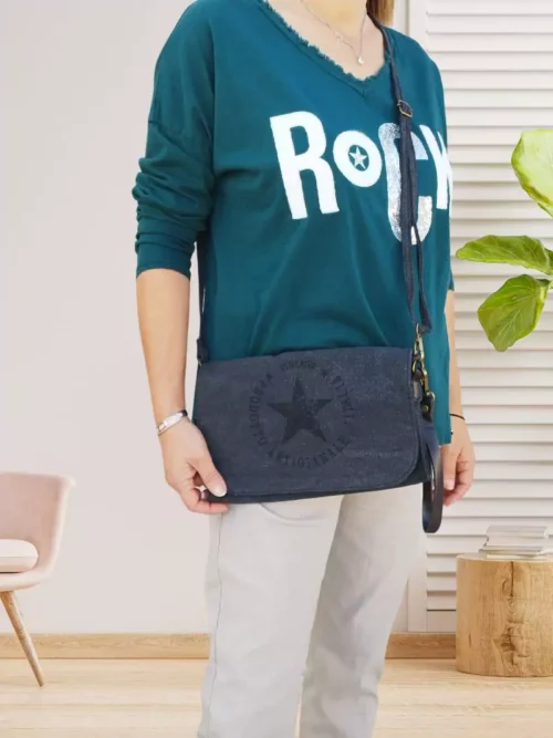 Sac étoile vintage gris foncé femme vue devant