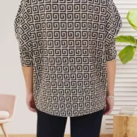 Tunique imprimée graphique beige clair femme taille unique du 36 au 42 vue dos
