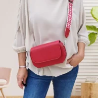 Mini sac pochette à rabat rouge femme