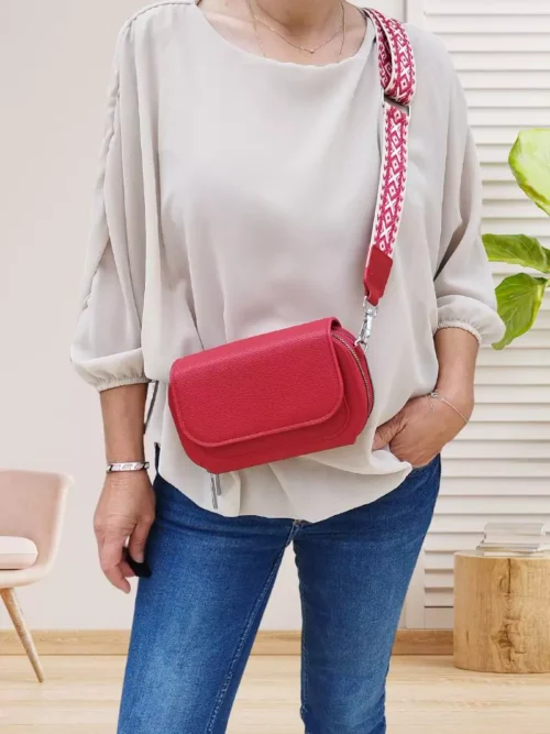 Mini sac pochette à rabat rouge femme