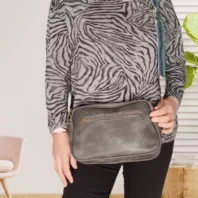 Sac à bandoulière 4 compartiments gris foncé vue dos