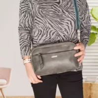 Sac à bandoulière 4 compartiments gris vue devant
