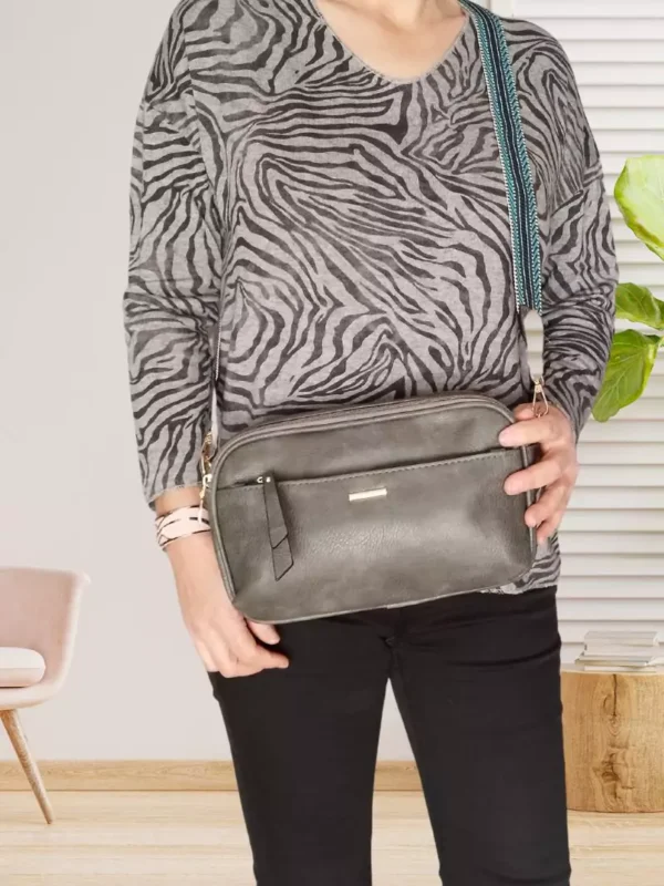 Sac à bandoulière 4 compartiments gris vue devant