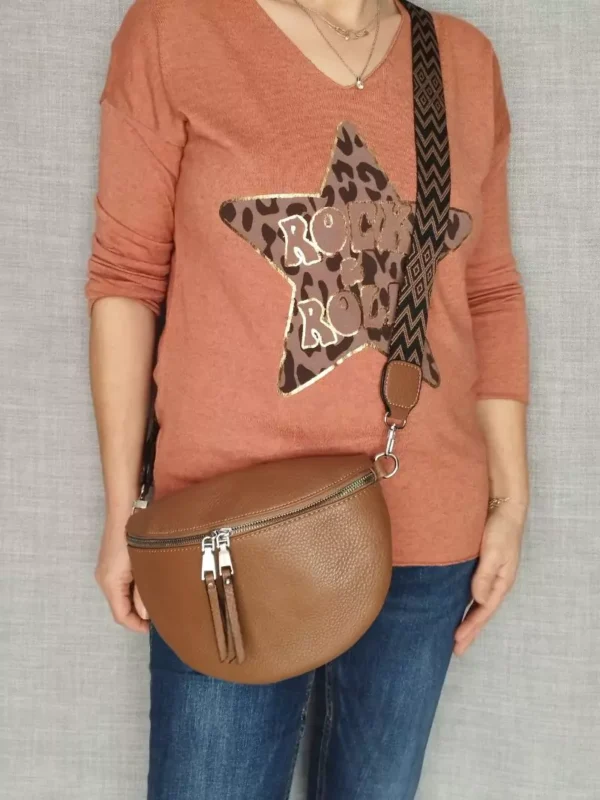 Sac banane 25 cm marron