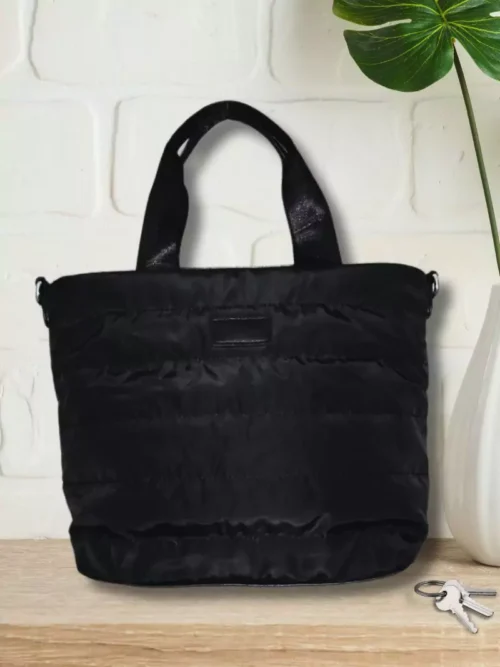 Sac matelassé noir femme vue devant