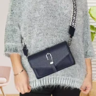 Sac pochette à rabat bleu foncé femme