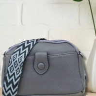 Sac porte téléphone sangle bicolore gris foncé femme