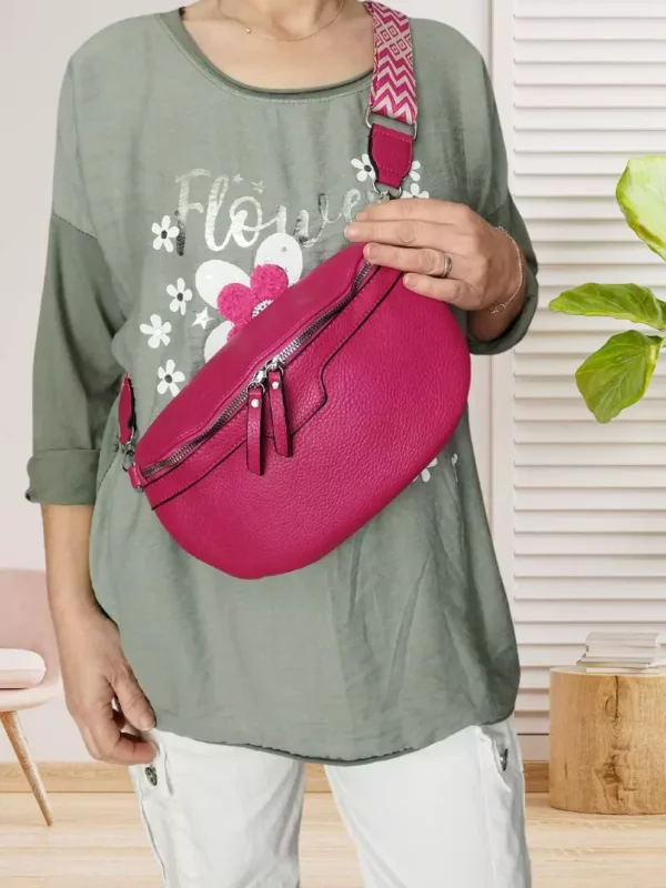 sac-banane-avec-bandouliere-bicolore-rose-fuchsia-dv Sac banane avec bandoulière bicolore rose fuchsia vue devant