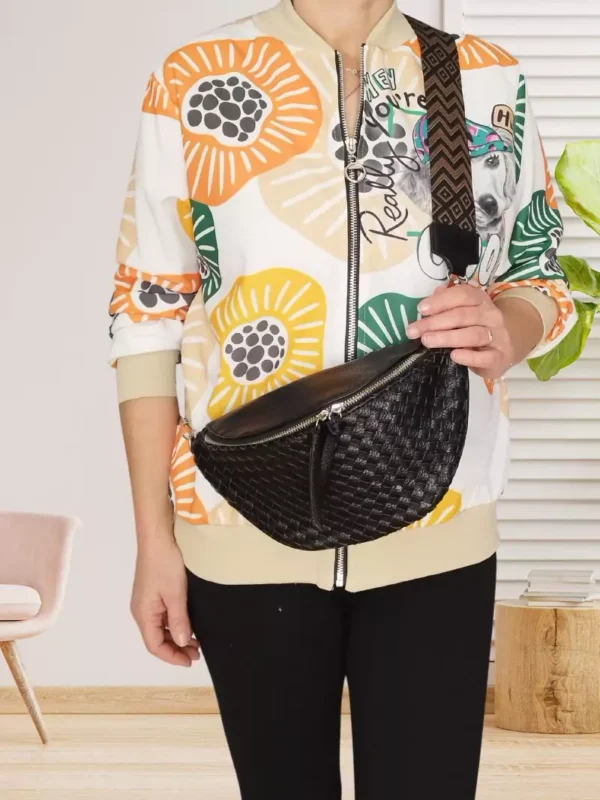 sac-banane-tresse-noir-dv Sac banane tressé noir femme vue devant