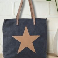 Sac fourre-tout étoile appliquée noir délavé vue devant