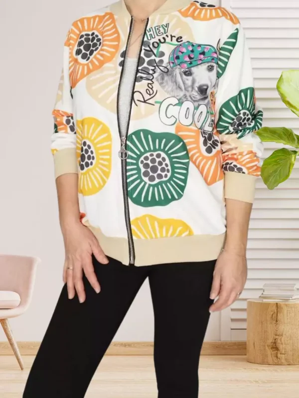 veste-imprimee-dog-dv Veste imprimée Dog femme vue de face