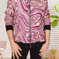 Veste zébrée violet femme vue de face