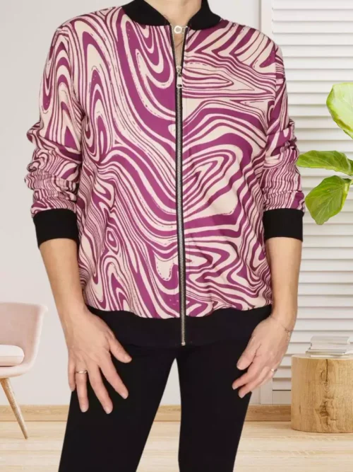 Veste zébrée violet femme vue de face