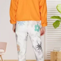 Pantalon à fleurs taille élastique femme vue dos