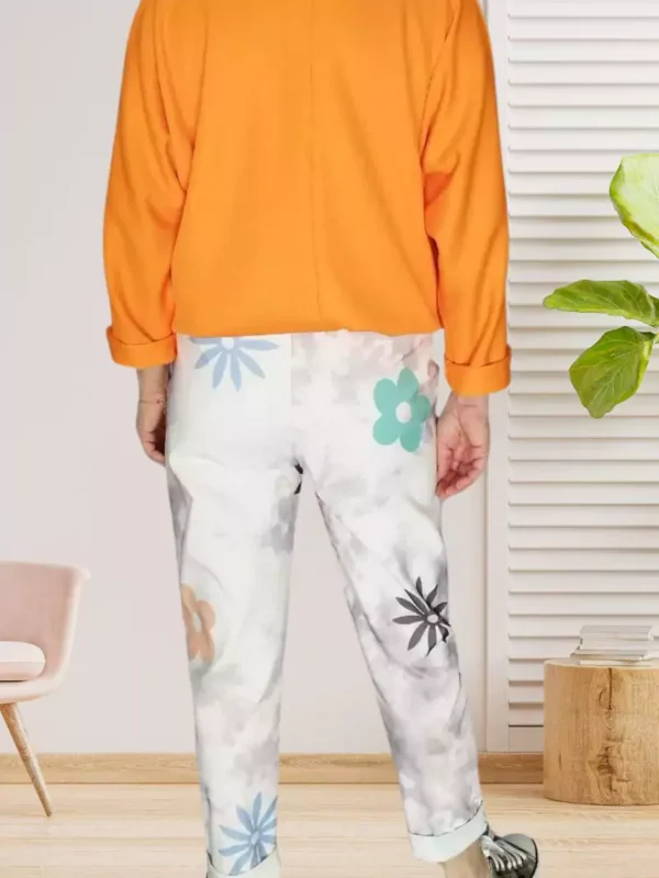 pantalon-a-fleurs-taille-elastique-ds Pantalon à fleurs taille élastique femme vue dos