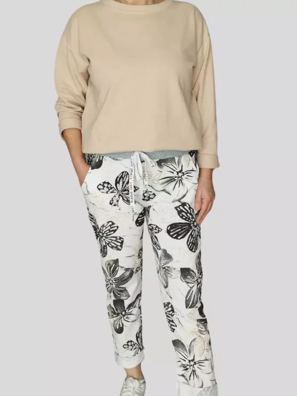 Pantalon de survêtement imprimé fleurs pour femmes