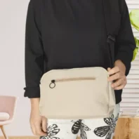 Sac à bandoulière réglable beige clair femme vue dos