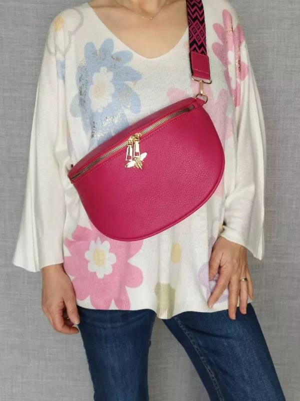Sac banane abeille dorée rose fuchsia pour femme
