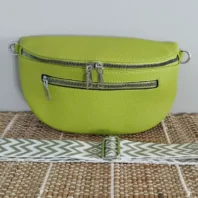 Sac banane à bandoulière bicolore vert anis femme