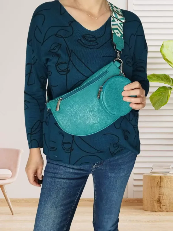 sac-banane-large-bandouliere-turquoise-ds Sac banane large bandoulière femme turquoise vue dos