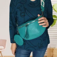Sac banane large bandoulière femme argenté vue devant
