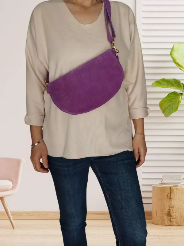 sac-banane-the-genuine-leather-violet-ds Sac banane The Genuine Leather violet femme vue dos