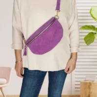 Sac banane The Genuine Leather violet femme vue devant