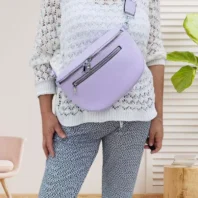 Sac banane 2 zips parme femme vue devant