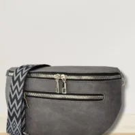 Sac banane aspect vieilli duo zip fris foncé
