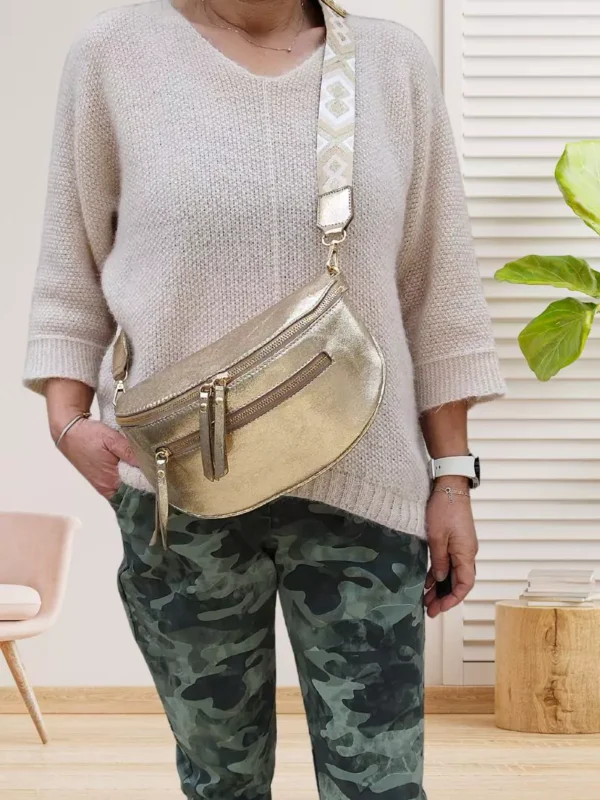 Sac banane irisé doré femme vue devant