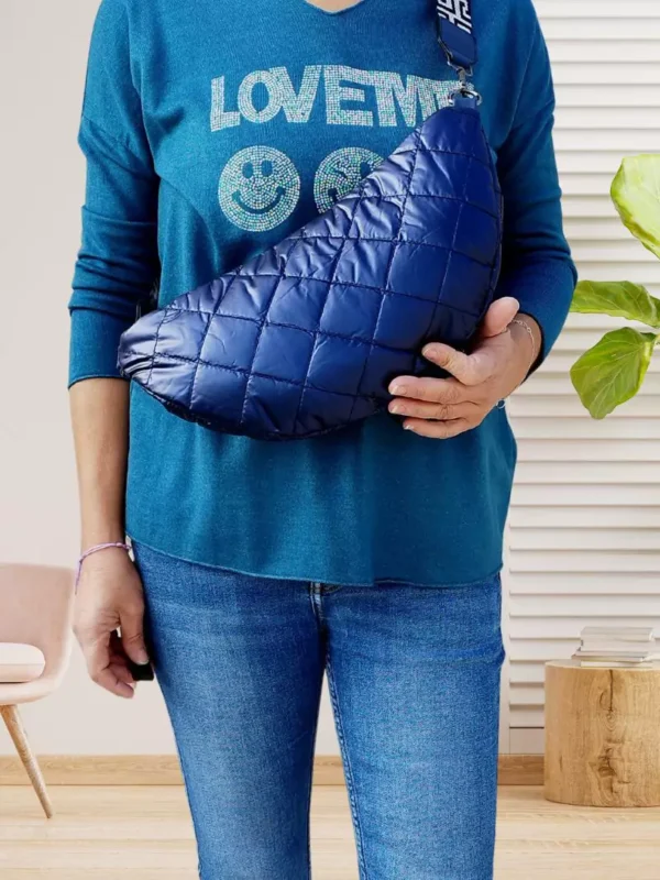 sac-banane-matelasse-bleu-fonce-ds Sac banane matelassé 2 zips bleu foncé femme vue dos