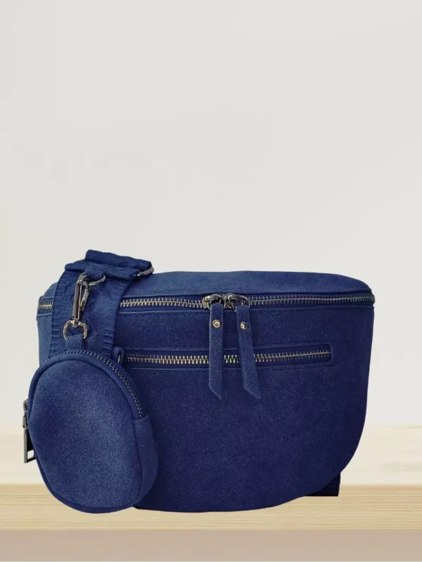 sac banane imitation daim bleu