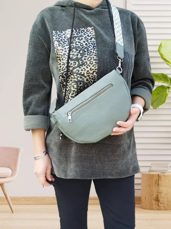 sac-banane-duo-zip-sangle-bicolore-vert-ds Sac banane duo zip sangle bicolore vert femme vue dos