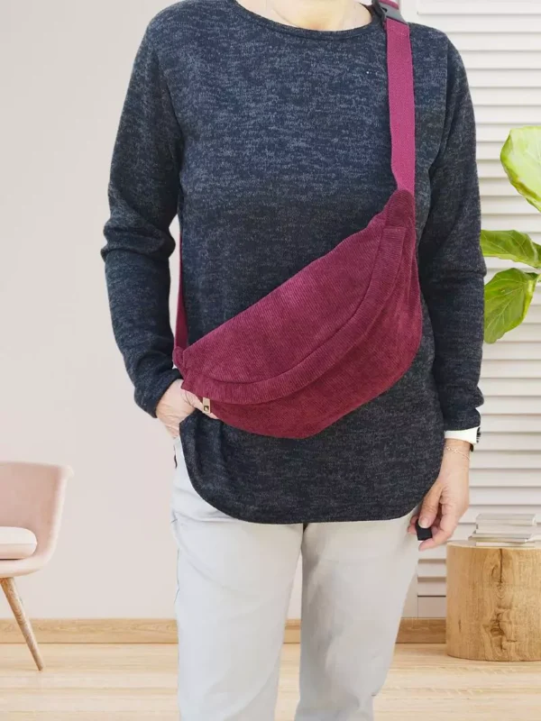 sac-banane-en-velours-cotele-bordeaux-dv Sac banane en velours côtelé femme bordeaux vue devant