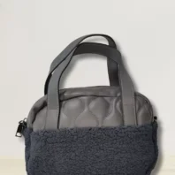 sac à main duo de matières gris vue de face