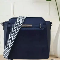 Sac bi-matière sangle bicolore noir femme