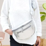 Sac banane irisé avec porte-monnaie argenté femme