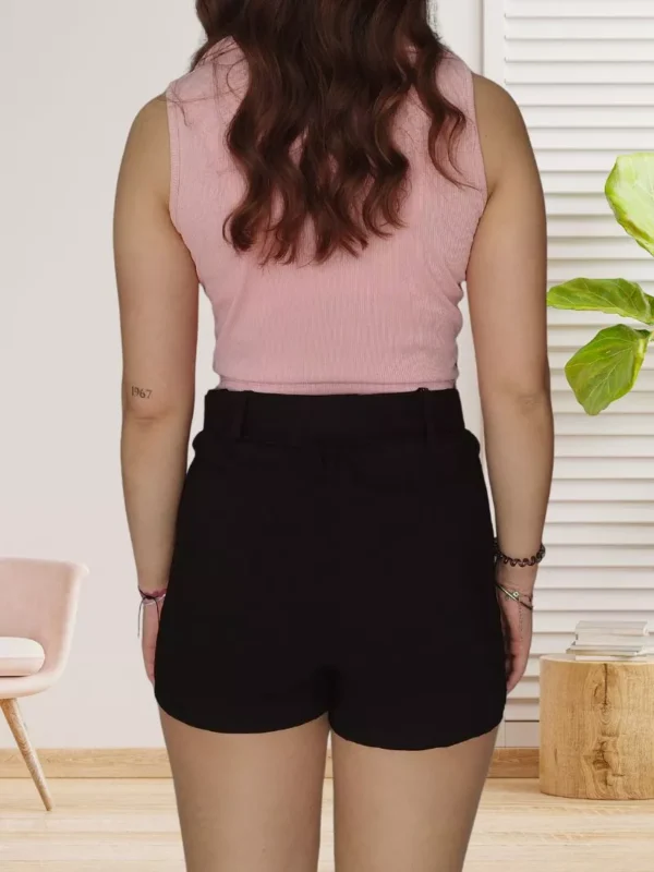 top-col-a-revers-rose-poudree-ds Top col à revers rose poudrée pour femme vue de dos