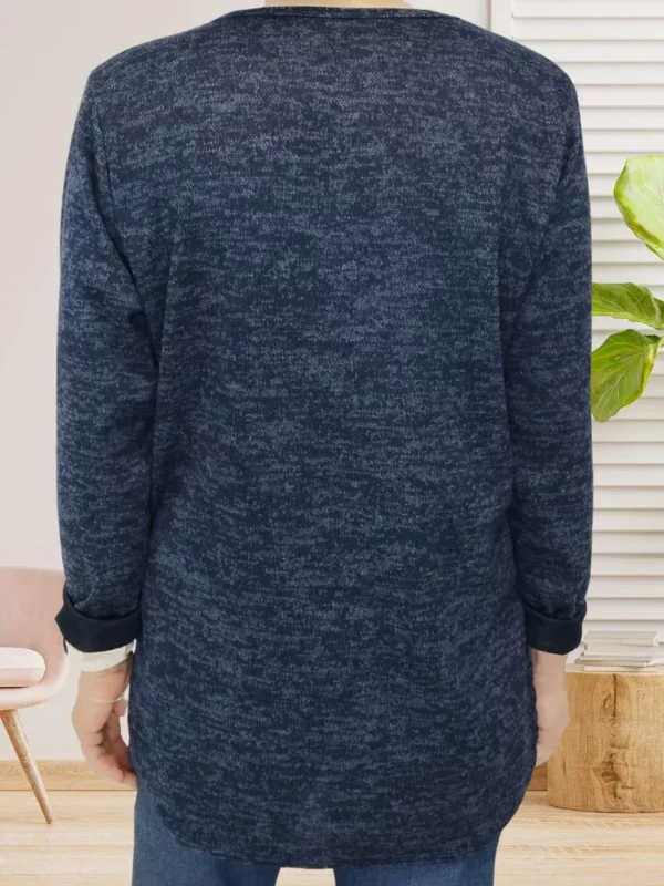 tunique-effet-chine-avec-collier-bleu-ds Tunique effet chiné avec collier bleu pour femme vue de dos